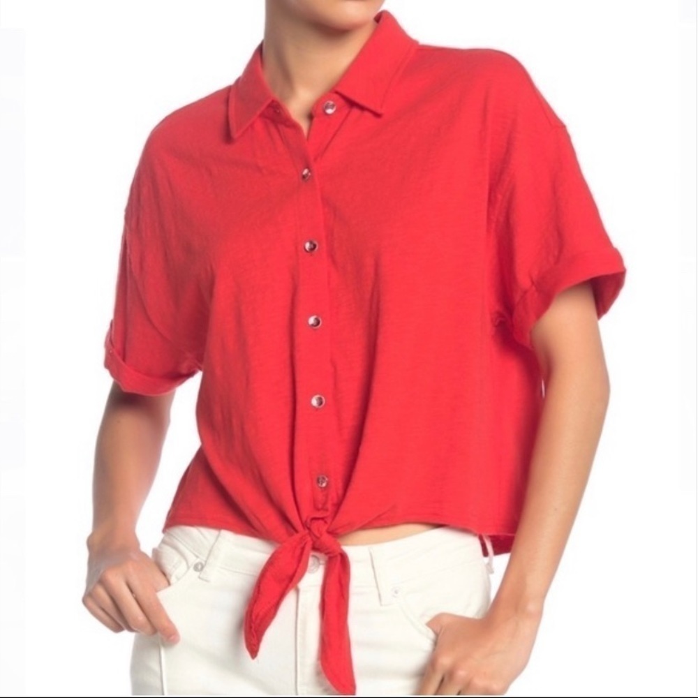 Splendid Button Down Top with Tie